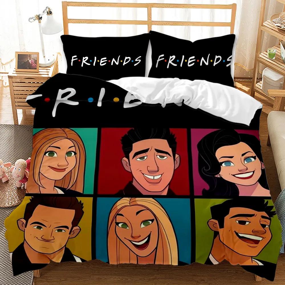 Friends Forever Bedding Duvet Cover With 2 Pillows Simple Style Bedding Set Relaxed Soft Queen Size Modern Home Pattern Style
