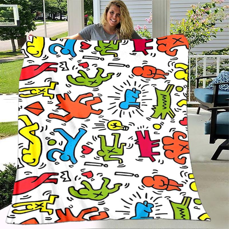 1pc Blanket Keith Haring Ascending2 Print Design, Lightweight Blanket for Sofa, Bed- Soft &Warm, Gift for All Seasons like Christmas, Halloween