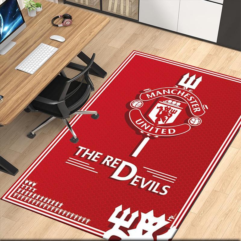 Manchester United Printed Carpet, for Office Chair Living Room Bedroom Kitchen Room Decor Gifts.