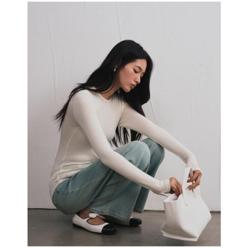 Tencel Modal Cashmere Bottoming Shirt for Women in Autumn and Winter Slim Solid Color Skin-friendly T-shirt High-end Light Luxury Knitwear