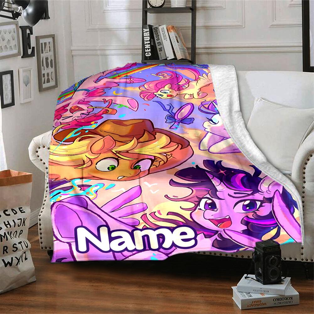 Custom Name Rainbow Pony Adventure Party Blanket For Couch Bed Plush Cozy Fuzzy Blanket Super Soft Warm Blankets For Fall And Winter 0916127