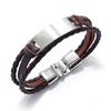 Cheap Custom Multilayer Braided PU Leather Bracelet for Men Fashion Trendy Bar Style Blank Bangles
