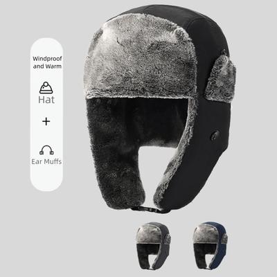 Windproof Winter Bomber Cap Thickened Ski Accessories Men's Winter Earflap Hat Ear Protection Elderly Hat Outdoors Sports
