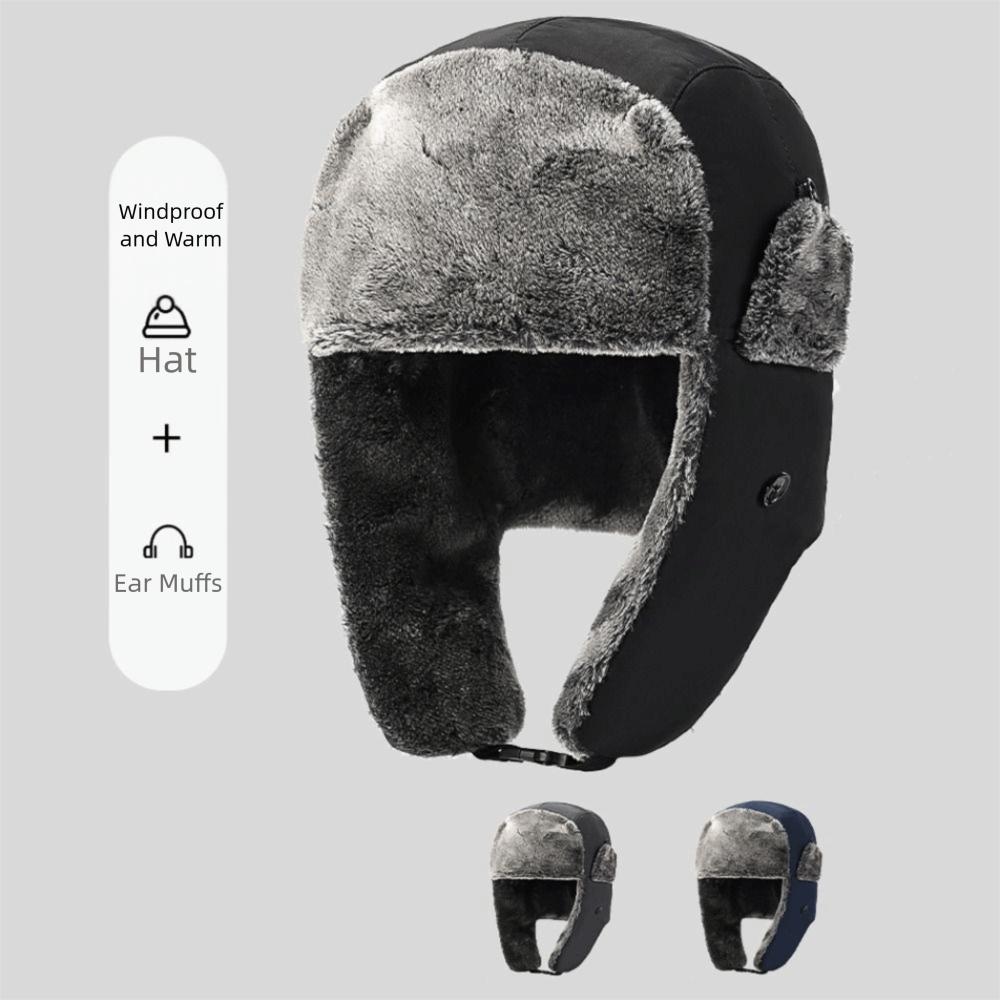 Thickened Winter Bomber Cap Windproof Warm Snow Cap Men's Winter Earflap Hat Outdoors Sports