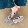 Super easy to wear 2025 summer new flat-bottomed versatile Mary Jane shoes women's shoes suede metal buckle round head shallow mouth single shoes