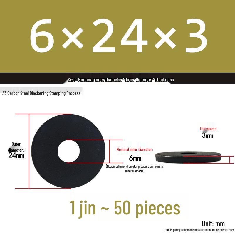 Thickened Black Flat Washer: Enhanced Round Metal Spacer for Home Use