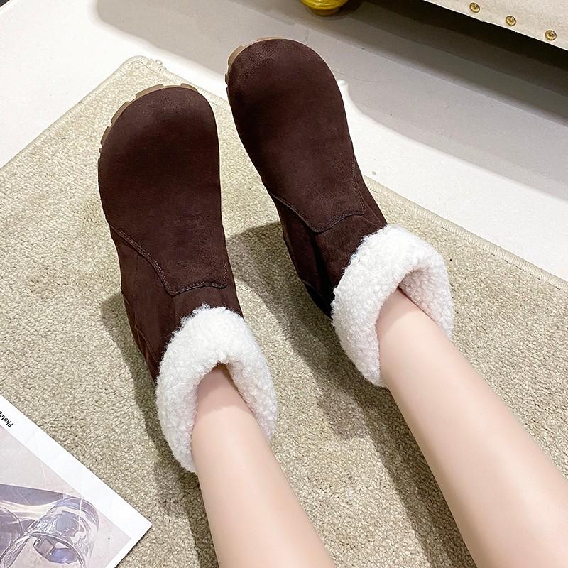 Women Two Wear Snow Thickened Women Winter 2025 New Lambswool Retro Booties Plus Velvet Cotton Shoes