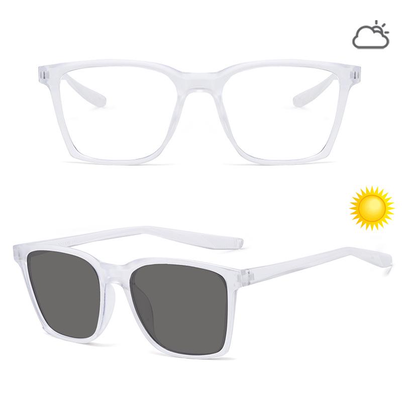 2026 Fashion Square Frame Reading Glasses with Color-Changing Lenses - Casual, Simple Design for Daily Eye Protection
