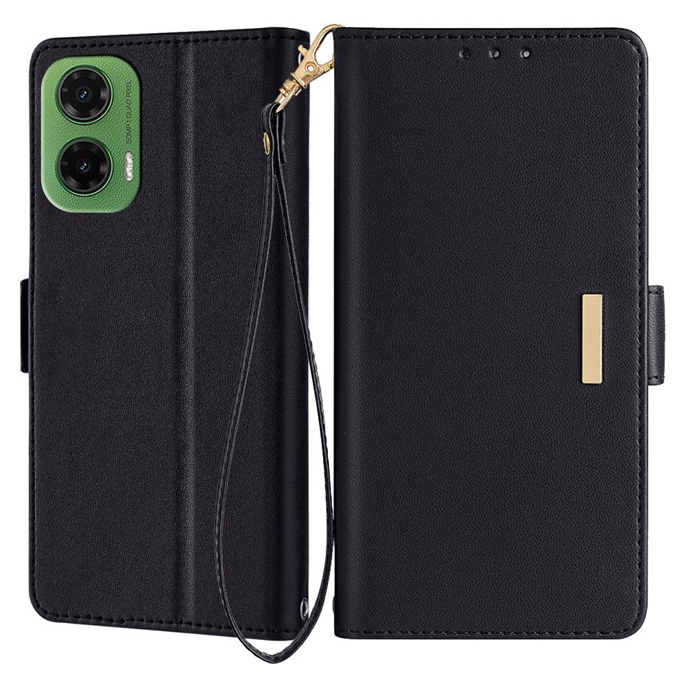 For Motorola Moto G35 5G Leather Wallet Case RFID Blocking Stand Cover with Hand Strap