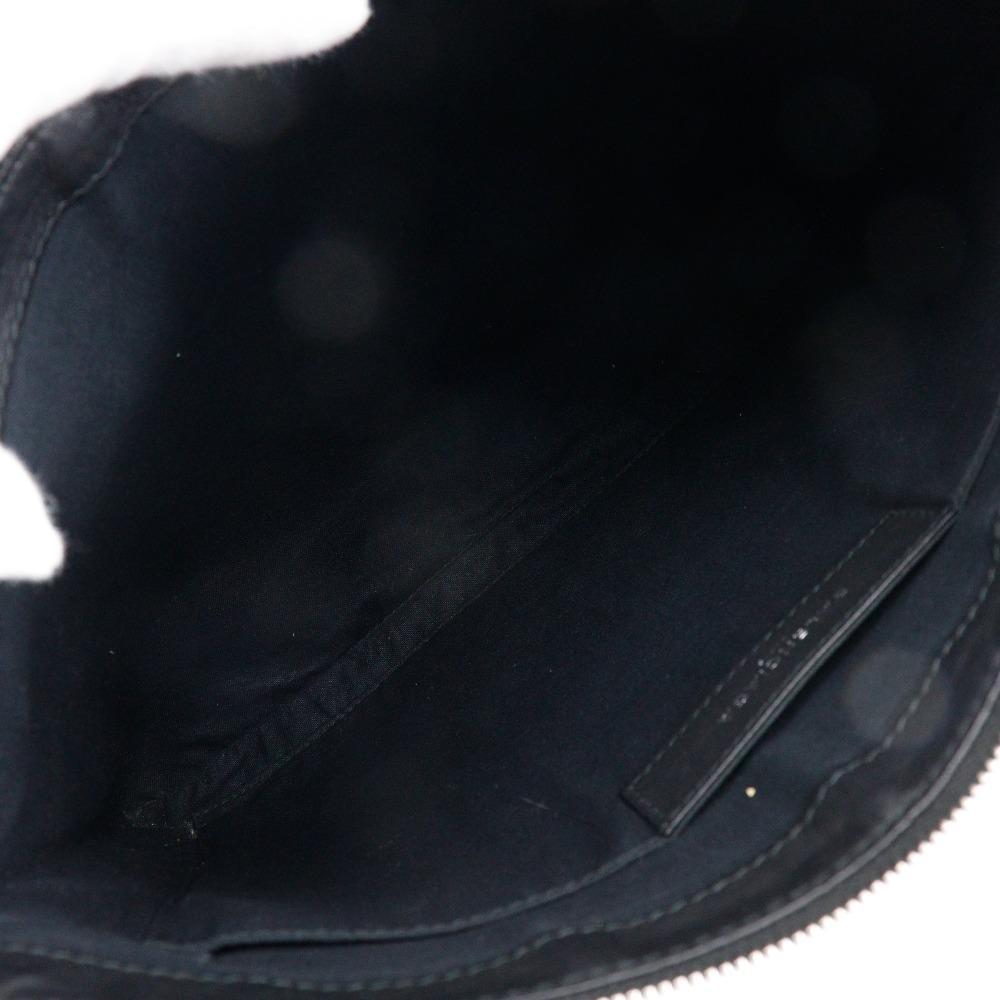 Balenciaga Navy Clip M Clutch Bag 373834 Black Lambskin Unisex Used