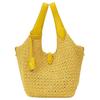 Embossed Pattern Woven Tote Shopping Bag Women Tote Light-Yellow WAPOBAG0G620435700