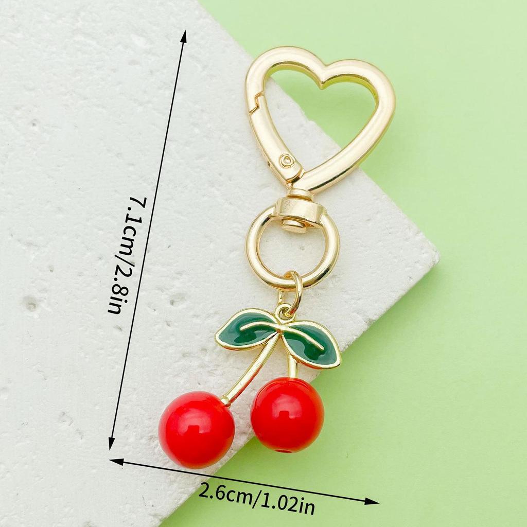 Red Cherry Pearl Resin Keychain Pendant