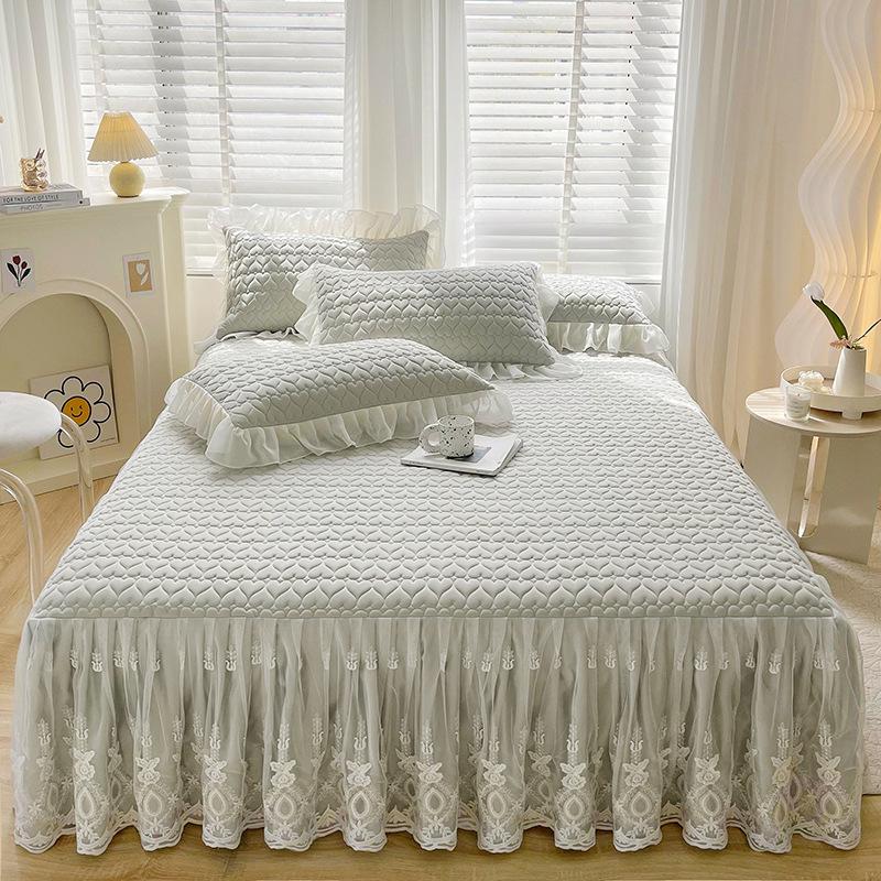 

Летний комплект из трех предметов из латекса ледяного шелка, летний коврик для сна, кружевная юбка-кровать, кружевное покрывало принцессы, охлаждающий матрас, летний мягкий коврик 1.5*2.0m 3pcs