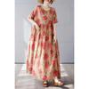 Simple and Fashionable Long Skirt Summer Short Sleeved Round Neck Printed Dress