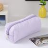 Cute Striped Canvas Pencil Case, Small Travel Pouch with Zipper, Large Capacity Portable Stationery Bag for School Office Girls