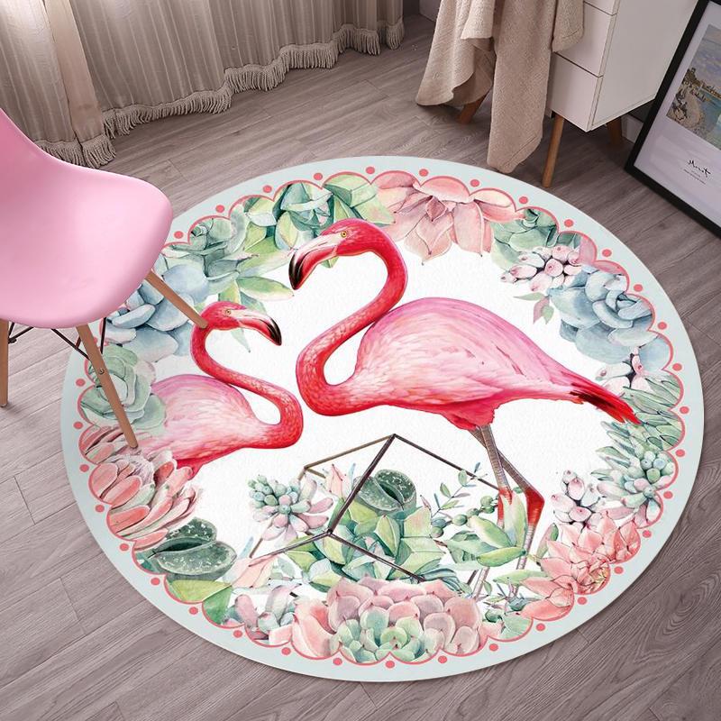 Cute Cartoon Nordic Round Carpet for Bedroom and Dressing Table