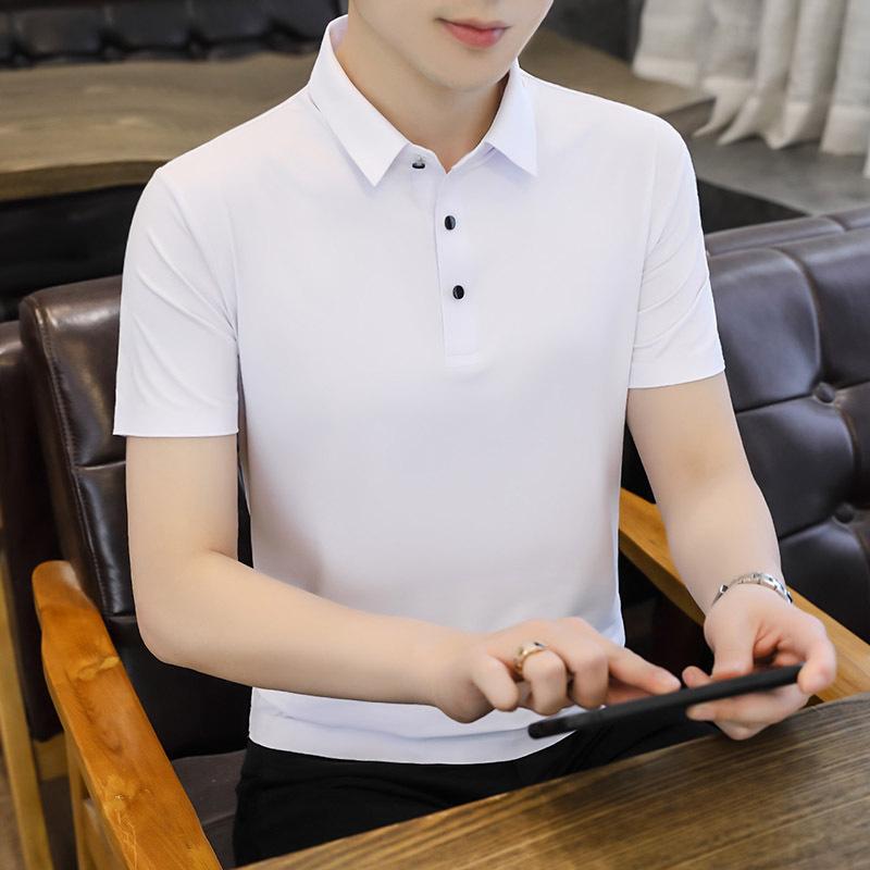 8XL Quick Drying T-shirt Large Ice Silk Seamless Men's Short Sleeve Lapel Polo Shirt Shirt Casual