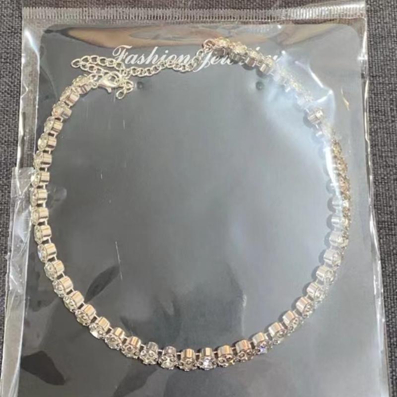 Luxury Round Cubic Zirconia Tennis Choker Necklace, Sparkling CZ Diamond Choker, Elegant Bridal Wedding Party Jewelry for Women