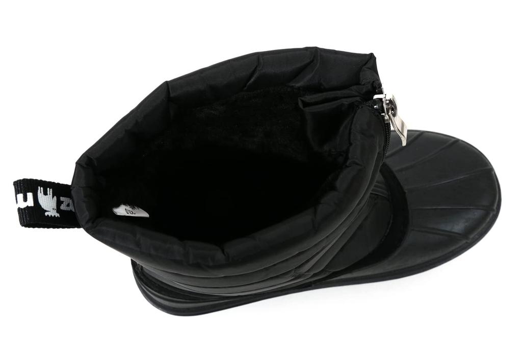 Mozu Bean Down Boots with Inner Boa and Center Zipper, Women's, Black, Size 24cm