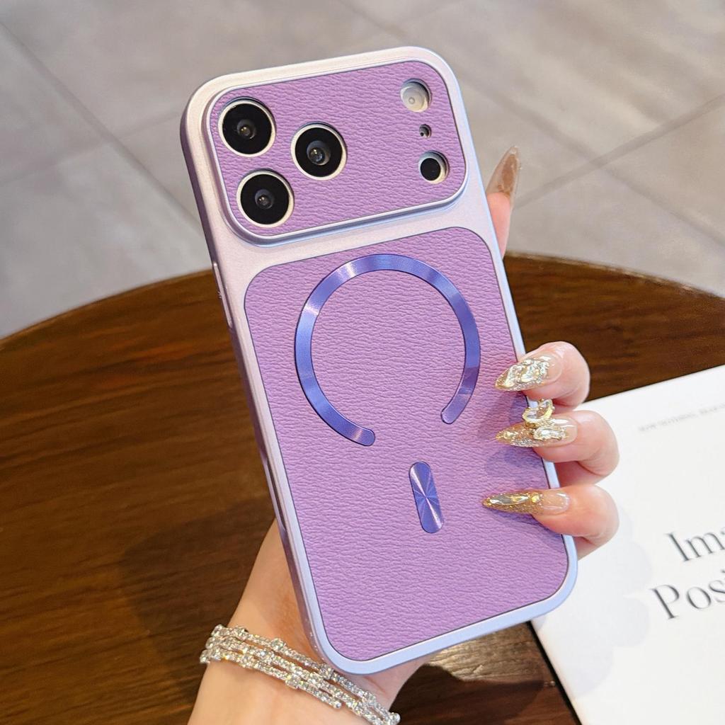 Lychee Pattern Magnetic Case for iPhone 17 Pro Max, 16 Color Protective Cover with Large Window, Instant Change Compatible