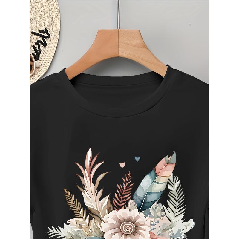 European Size European Size Elegant Artistic Print Women's  Short-Sleeve T-Shirt
