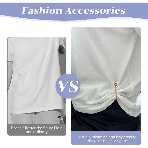 12 Pcs Magnetic Clothing Clips with Chain, Metal Magnetic Clothing Clips for Women in Gunmetal Gold Silver, Multi Use P for Clothes to Adjust Hem