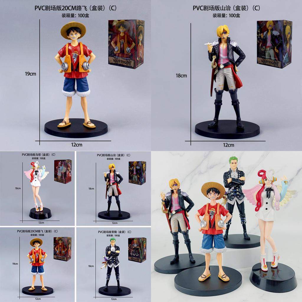 Limited Edition Red One Piece Movie Figures Monkey D. Luffy Roronoa Zoro Sanji And Usopp 18cm Pvc Toys