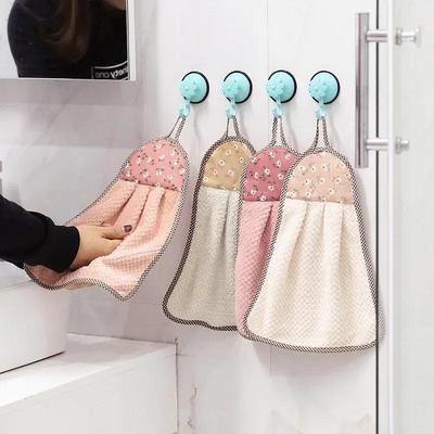 1Pcs Coral Velvet Hand Towel Can Be Hung and Thickened Kitchen and Bathroom Hand Towels Do Not Shed Hair and Are Super Absorbent