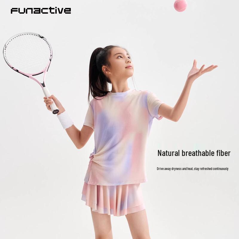 

FUN ACTIVE Girls New Zealand Wool Blend Quick-Dry Tie-Dye T-Shirt 160