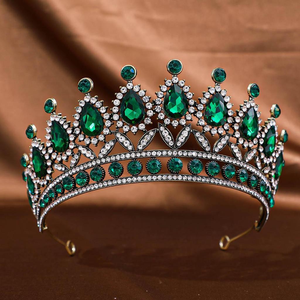 European & American Tiara Bridal Headwear: Princess Crown with Alloy & Inlaid Diamonds