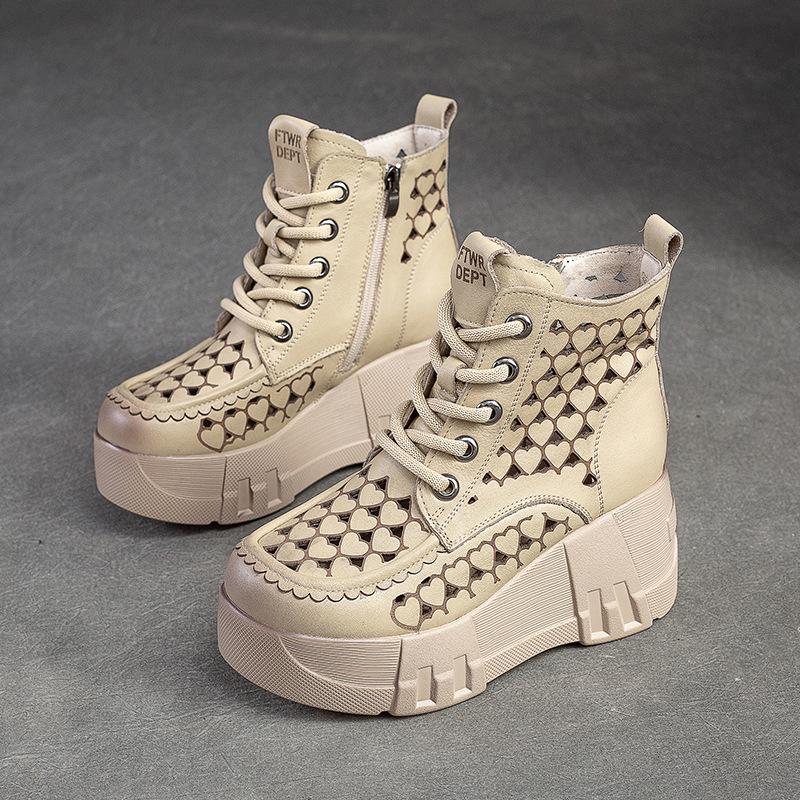 

Модные GKTINOO 7см Дышащие Летние Перфорированные Женские Мокасины на Молнии Мягкие Модные Сандалии Обувь Женские Ботильоны из Натуральной Кожи 250