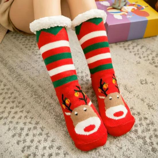 Christmas Floor Socks Thick Warm Non Slip Slipper Socks Cute Animal Fuzzy Socks with Gripper Fluffy Cuffs Gift for Christmas