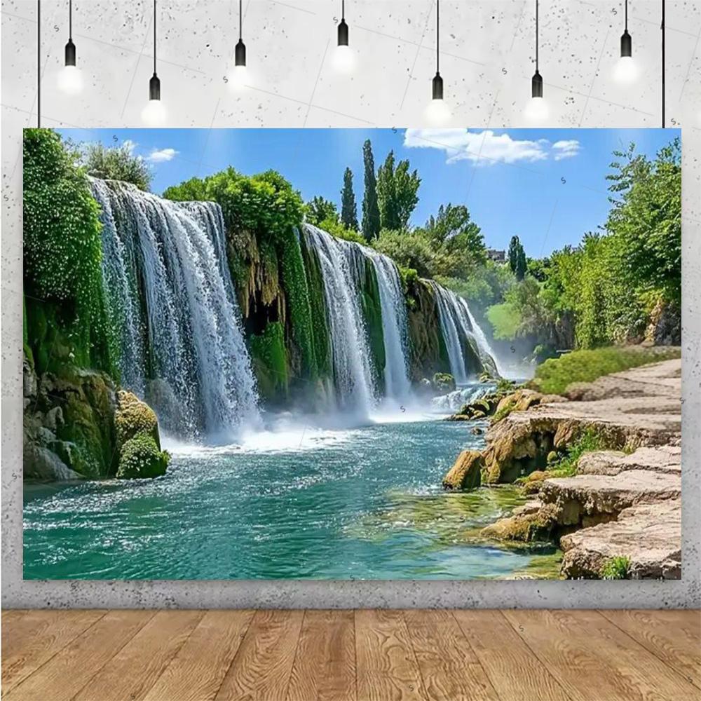 Forest Waterfall Wonderland Backdrop Supplies Rainforest Natural Scenery Background Banner Wall Party Decor Photography Props