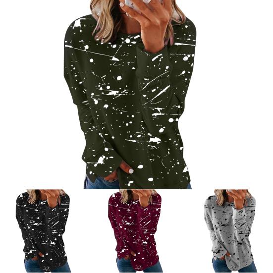 

Свободная рубашка-пуловер с длинными рукавами и круглым вырезом Lady Graffiti Print