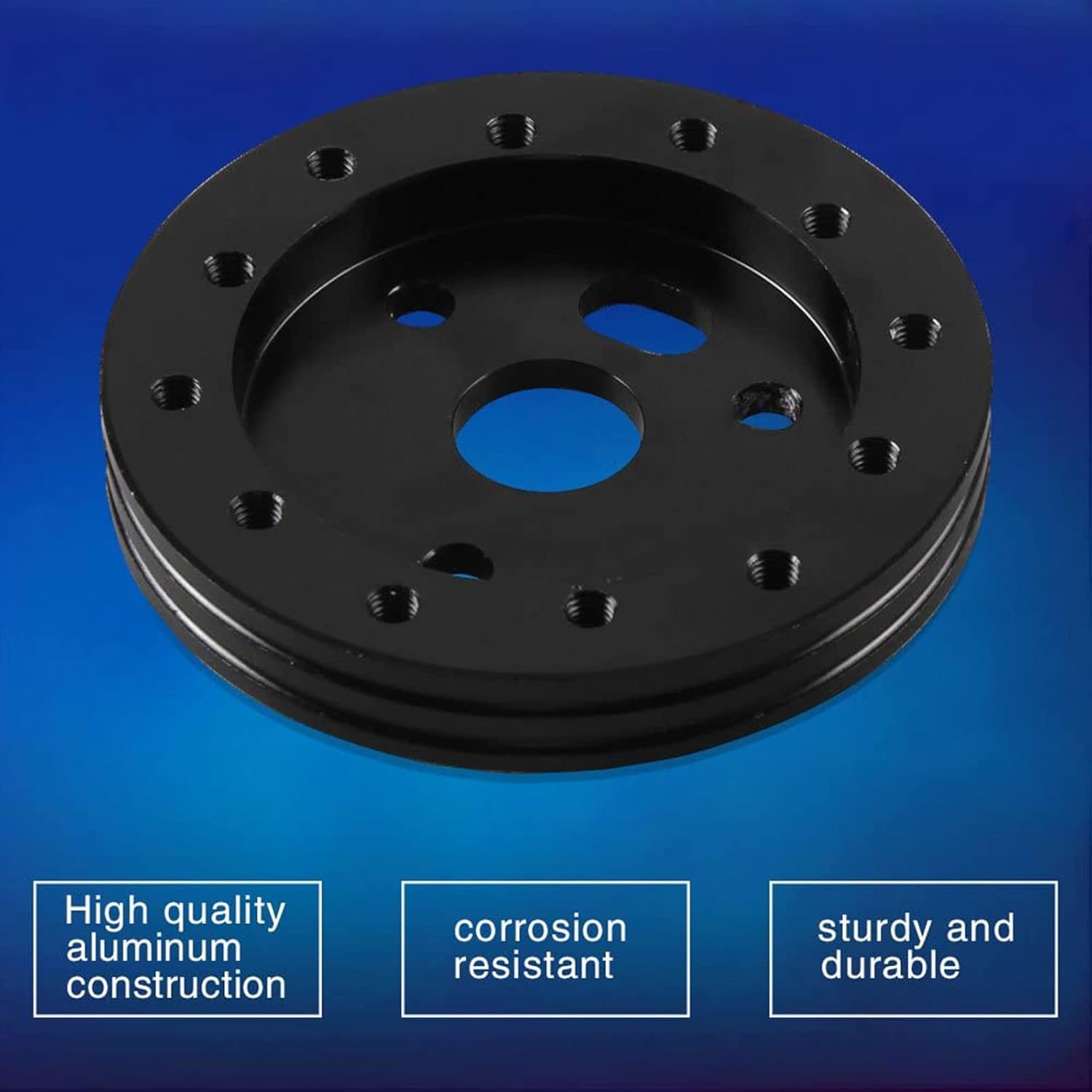 RULLINE 0.5  Steering Wheel Hub Adapter Conversion Spacer 6 Hole to 3 Hole Steering Wheel Adapter Boss Kit Black