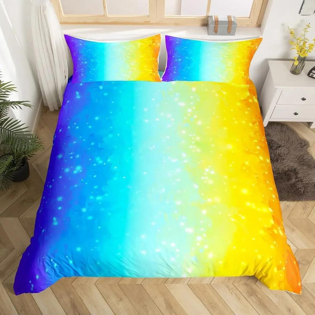 Rainbow Conch Duvet Cover Set Colorful Rainbow Bedding Set For Kids Girls Microfiber Multicolor Comforter Cover Twin King Size