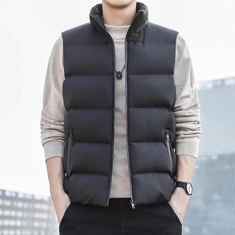 Korean Style Autumn Winter New Style Minimalist Casual Down Vest Outerwear Gilet Warm Sleeveless Padded Jacket For Men