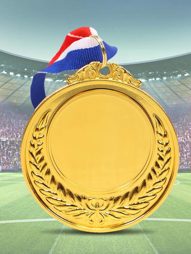 5.2cm Gold/Silver/Bronze Medal Sports Rewards with Neck Ribbon Competition Awards Metal Winner Medals for Marathon Ball Games