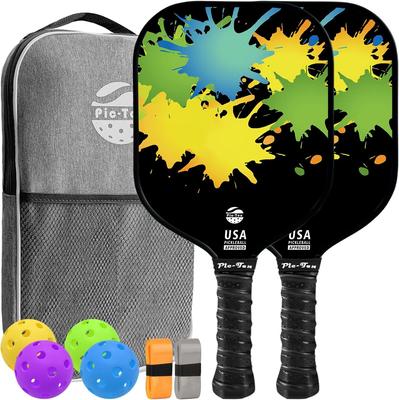 Pick-Ten Pickleball Paddle 2-Piece Set USAPA Approved Fiberglass Surface Lightweight High-Performance Polypropylene Honeycomb Core Non-Slip