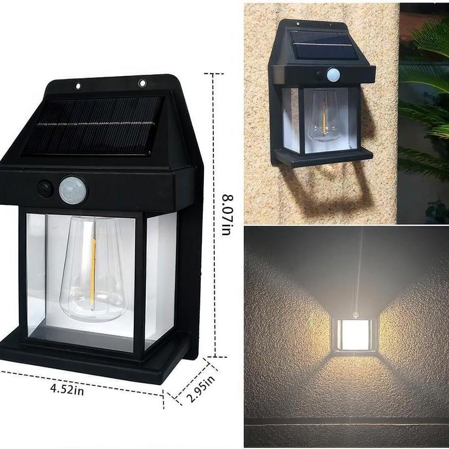 

Solar Outdoor Wall Light with Tungsten Filament - Multifunctional Night Light for Courtyard