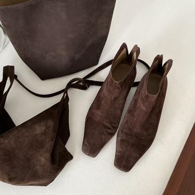 French Square Head Leather Inner Heightening Short Boots Women'S Rear Zipper Thick-Soled Thin Boots Small Ankle Boots Martin Boots