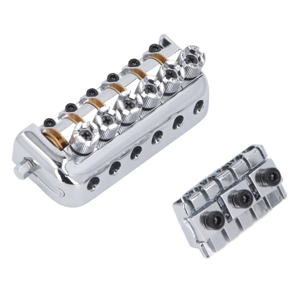 Headless Bridge Silver Color Alloy Steel 6 String Guitar Bridge Replacement for Practice