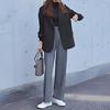 UNIQLO Solid Color Pleated Loose Wide Leg Casual Pants Women bottoms Lead-Gray 458505-06