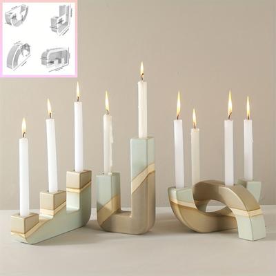 Candle Holder Silicone Mold Stepped Shape Crystal Epoxy Resin Mould DIY Cement Gypsum Arch Candle Holder Mould Home Decoration