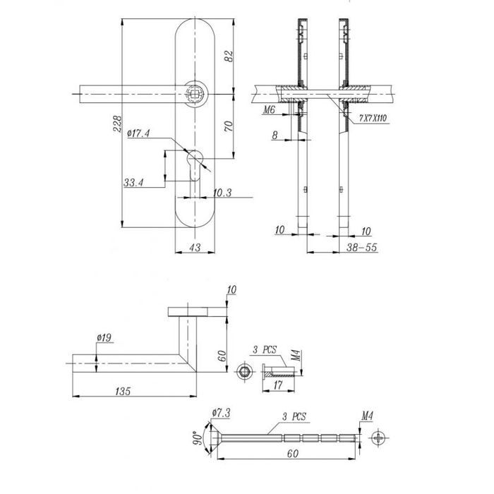 Bricard 666468 Ensemble poignées INOX sur Plaque Tempo Disco pour Porte d'entrée (pour Cylindre européen)