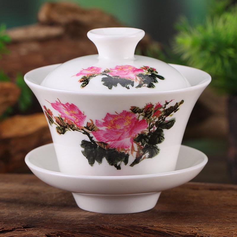Gaiwan Teacup Set: Blue and White Ceramic with Lid, 120ml Capacity