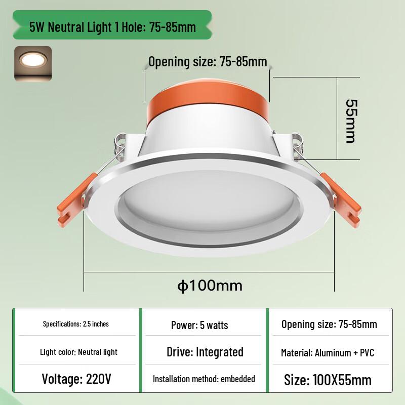 Spot LED Anti-Buée FSL, 2,5 pouces, 5W
