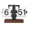 Digital Flip Clock 12h Single Sided Large Numbers Automatic Retro Mechanical Flip Clock Wood Base for Living Room