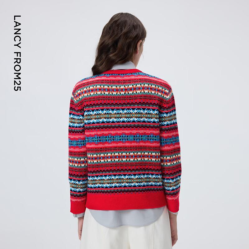 Langzi MONEY HONG Women's Fair Isle Wool Jacquard Sweater