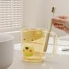 Mouthwash Cup Non-Slip Handle Smooth Round Mouth Transparent Body Rabbit Bear Design Bathroom Cup with Toothbrush Slot